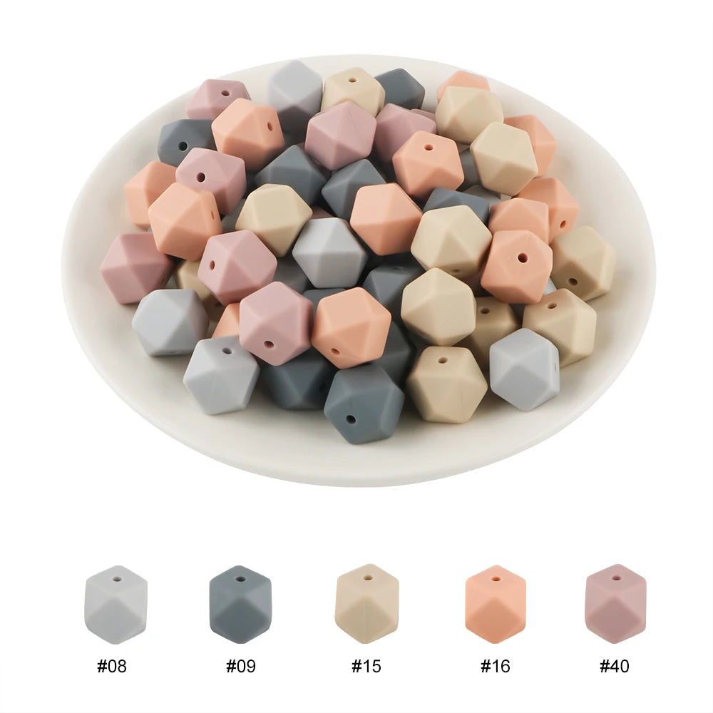 100Pcs Silicone Beads 14mm Hexagon Bead For Jewelry Making DIY Necklace Bracelets Keychain Jewelry Accessories Food Grade
