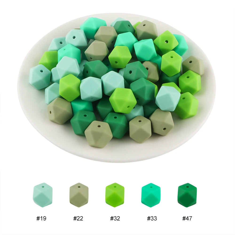 100Pcs Silicone Beads 14mm Hexagon Bead For Jewelry Making DIY Necklace Bracelets Keychain Jewelry Accessories Food Grade