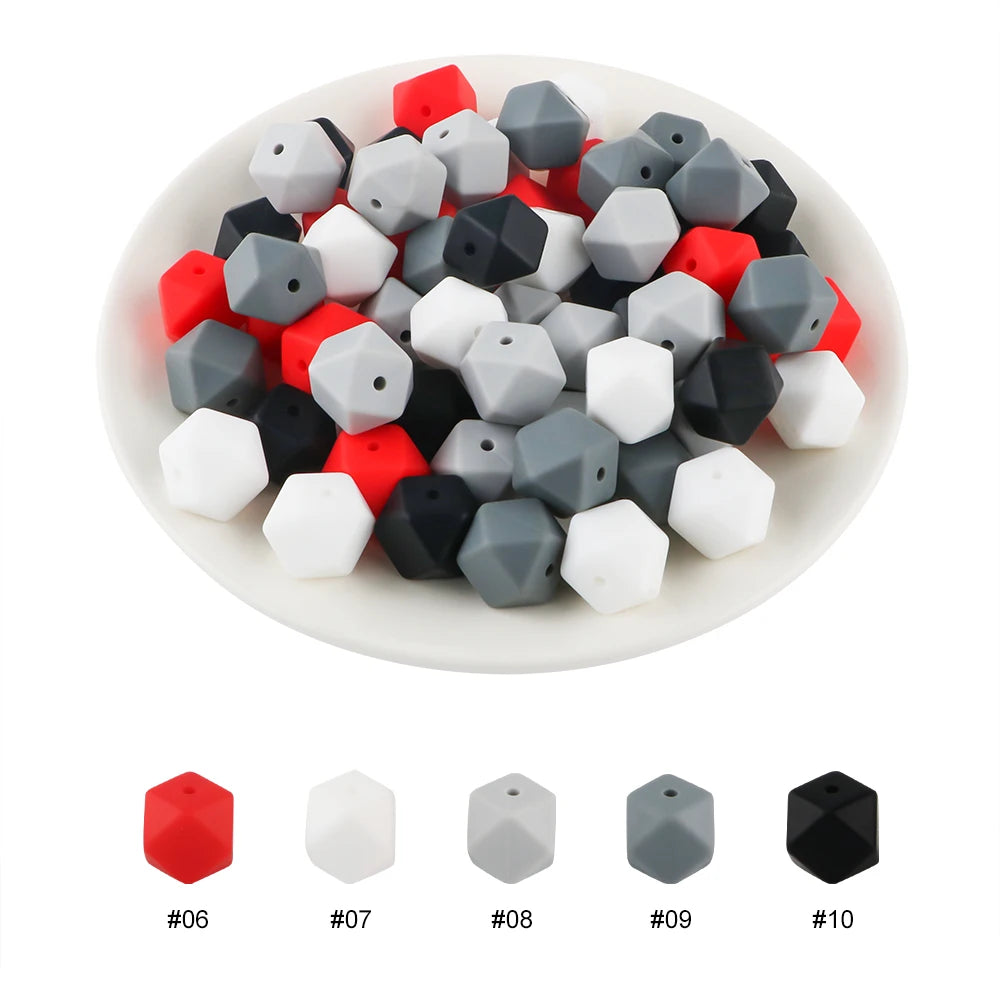 100Pcs Silicone Beads 14mm Hexagon Bead For Jewelry Making DIY Necklace Bracelets Keychain Jewelry Accessories Food Grade