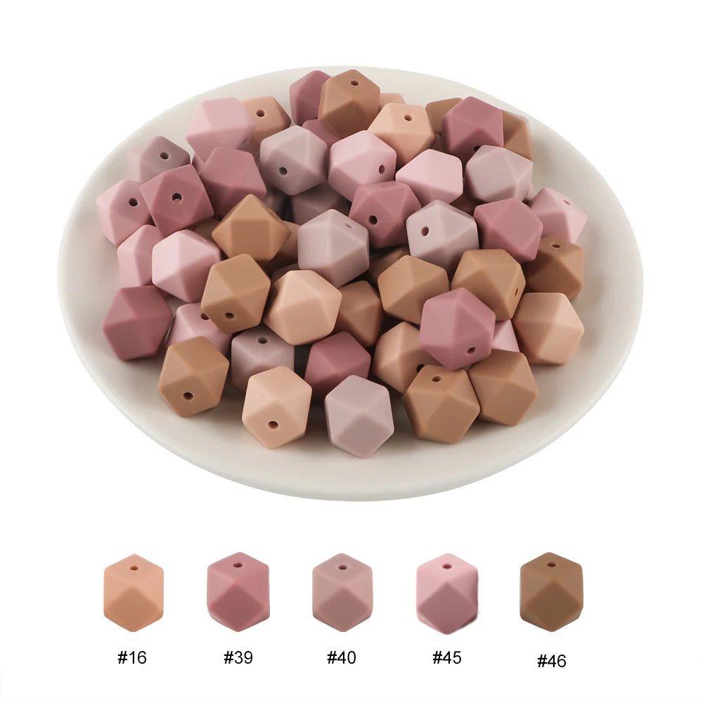 100Pcs Silicone Beads 14mm Hexagon Bead For Jewelry Making DIY Necklace Bracelets Keychain Jewelry Accessories Food Grade