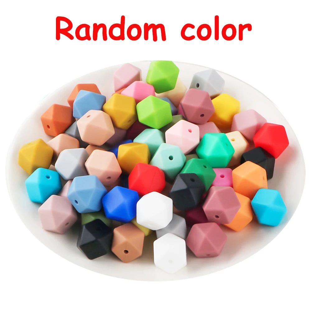 100Pcs Silicone Beads 14mm Hexagon Bead For Jewelry Making DIY Necklace Bracelets Keychain Jewelry Accessories Food Grade
