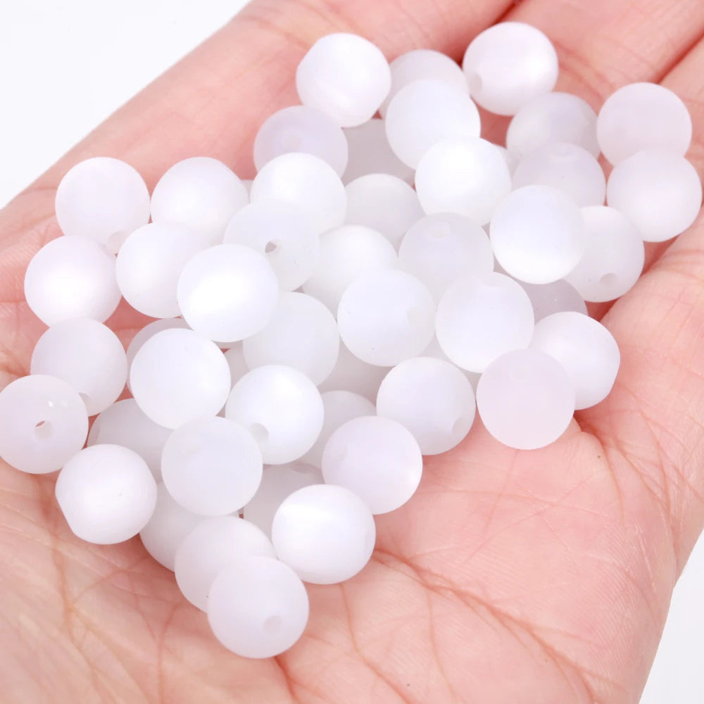 Matte Cat Eyes 100Pcs Colorful Resin Beads 8-16mm Round Loose Spacer Beads For Jewelry Making DIY Bracelet Necklace Handmade