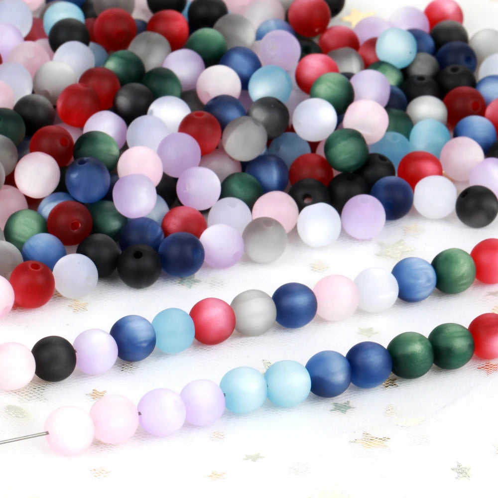 Matte Cat Eyes 100Pcs Colorful Resin Beads 8-16mm Round Loose Spacer Beads For Jewelry Making DIY Bracelet Necklace Handmade