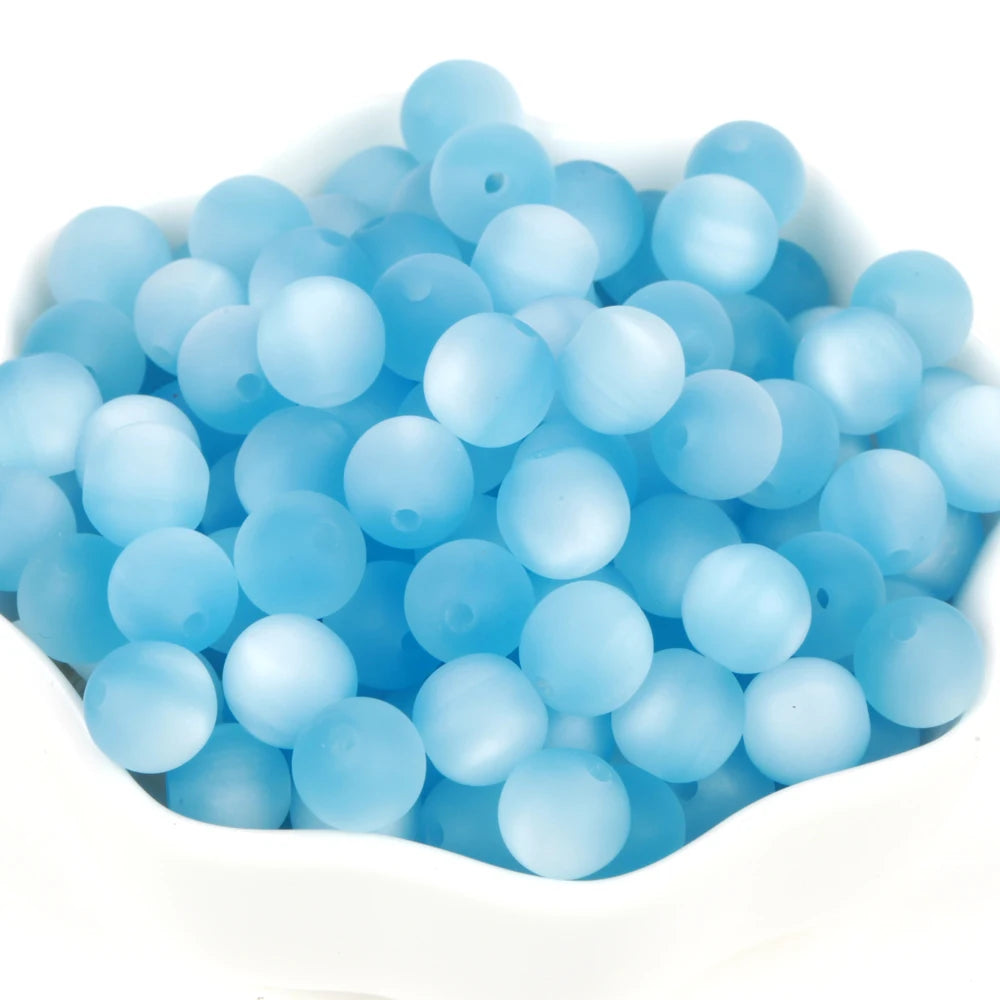 Matte Cat Eyes 100Pcs Colorful Resin Beads 8-16mm Round Loose Spacer Beads For Jewelry Making DIY Bracelet Necklace Handmade