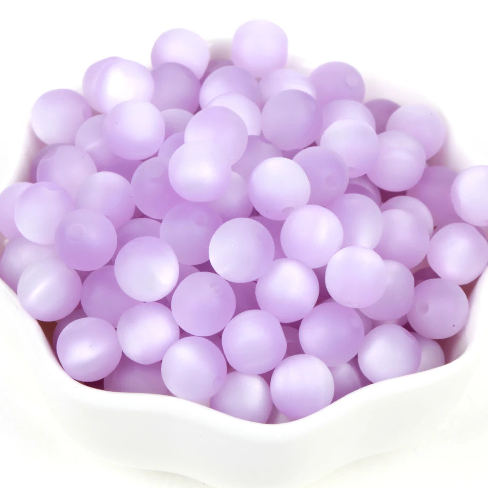 Matte Cat Eyes 100Pcs Colorful Resin Beads 8-16mm Round Loose Spacer Beads For Jewelry Making DIY Bracelet Necklace Handmade