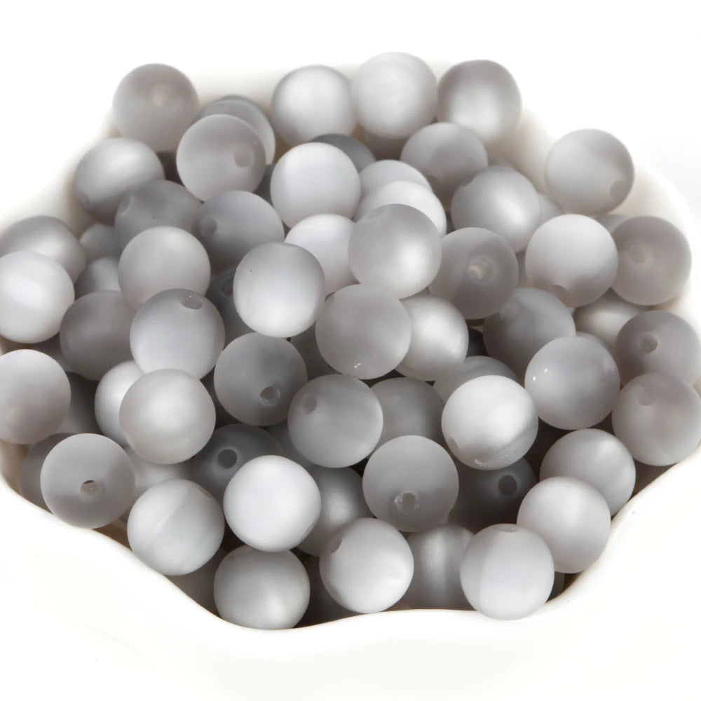 Matte Cat Eyes 100Pcs Colorful Resin Beads 8-16mm Round Loose Spacer Beads For Jewelry Making DIY Bracelet Necklace Handmade