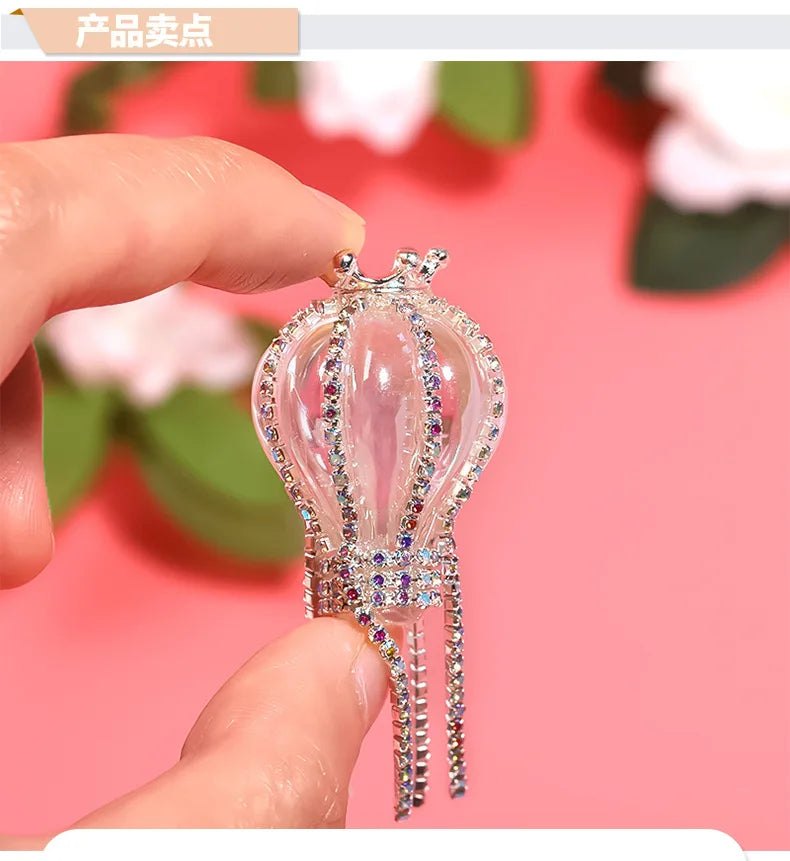 NEW 2PCS UV Plated Crown Hot Air Balloon Acrylic Beads DIY Pen Bead Phone Keychain Necklace Earring Bracelet Jewelry Accessories