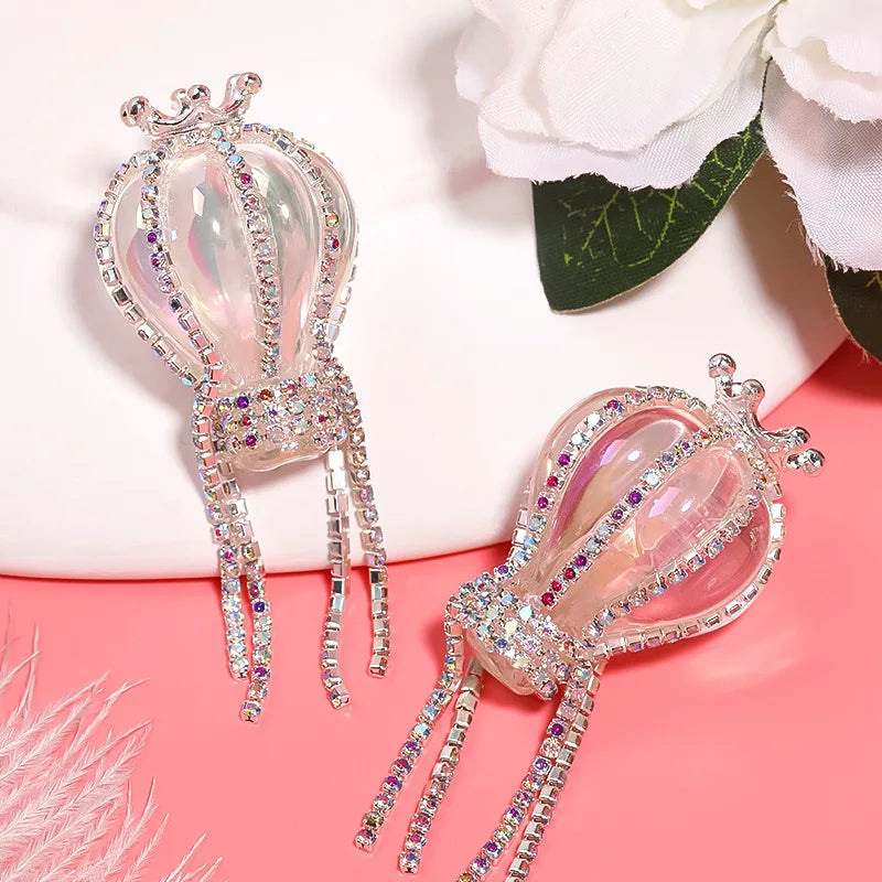 NEW 2PCS UV Plated Crown Hot Air Balloon Acrylic Beads DIY Pen Bead Phone Keychain Necklace Earring Bracelet Jewelry Accessories