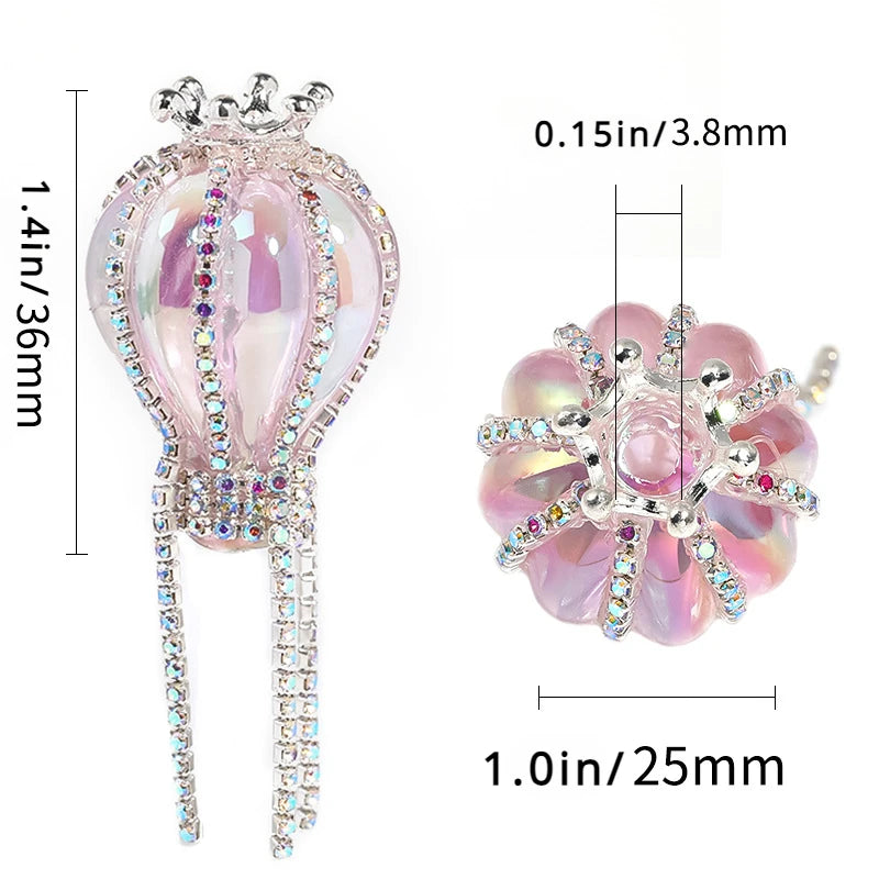 NEW 2PCS UV Plated Crown Hot Air Balloon Acrylic Beads DIY Pen Bead Phone Keychain Necklace Earring Bracelet Jewelry Accessories