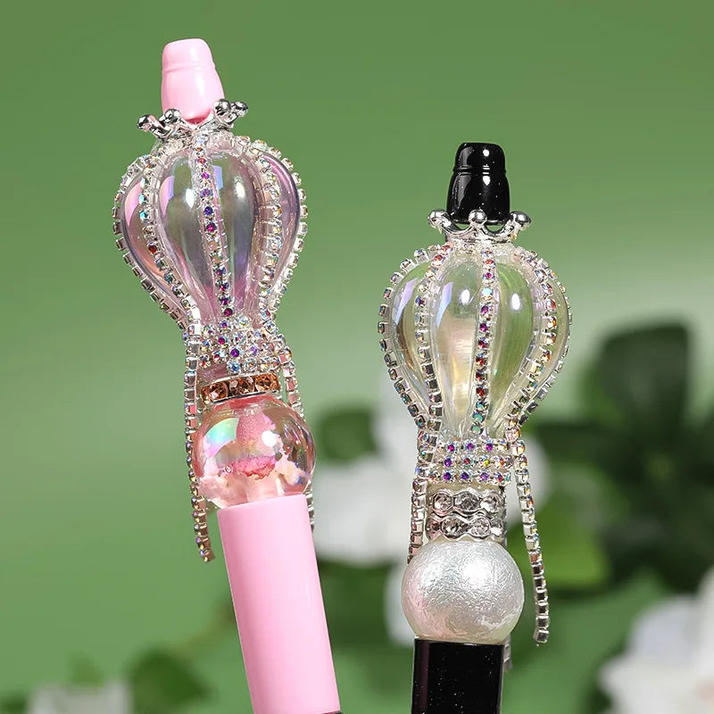 NEW 2PCS UV Plated Crown Hot Air Balloon Acrylic Beads DIY Pen Bead Phone Keychain Necklace Earring Bracelet Jewelry Accessories