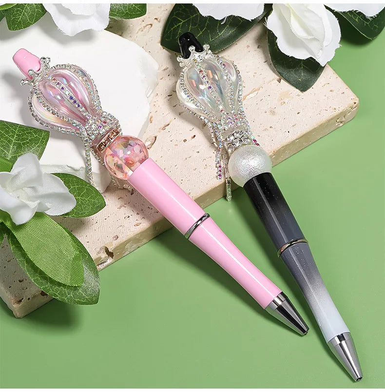 NEW 2PCS UV Plated Crown Hot Air Balloon Acrylic Beads DIY Pen Bead Phone Keychain Necklace Earring Bracelet Jewelry Accessories