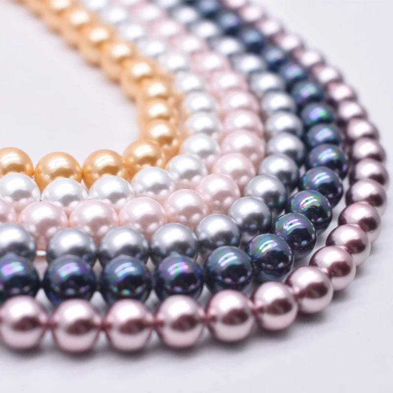 Natural Shell Painted Colors 8mm 50pcs/lot White Round Loose Beads For Jewelry Findings Bracelet Necklace Craft DIY Shell pearl