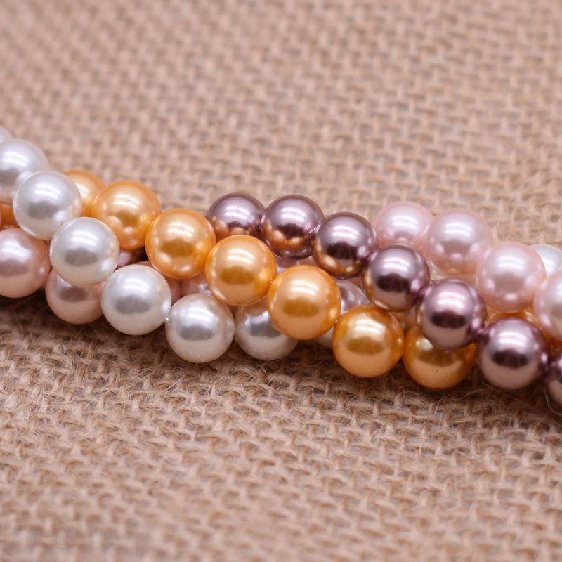 Natural Shell Painted Colors 8mm 50pcs/lot White Round Loose Beads For Jewelry Findings Bracelet Necklace Craft DIY Shell pearl