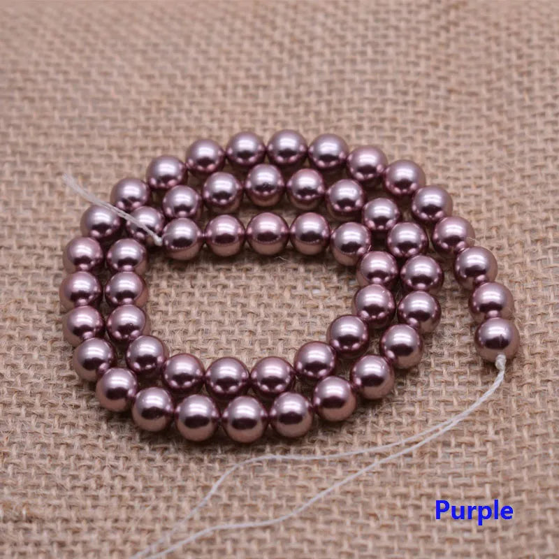 Natural Shell Painted Colors 8mm 50pcs/lot White Round Loose Beads For Jewelry Findings Bracelet Necklace Craft DIY Shell pearl