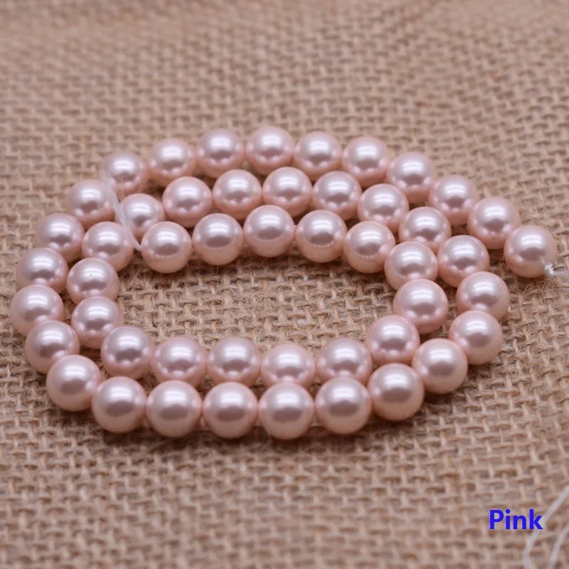 Natural Shell Painted Colors 8mm 50pcs/lot White Round Loose Beads For Jewelry Findings Bracelet Necklace Craft DIY Shell pearl