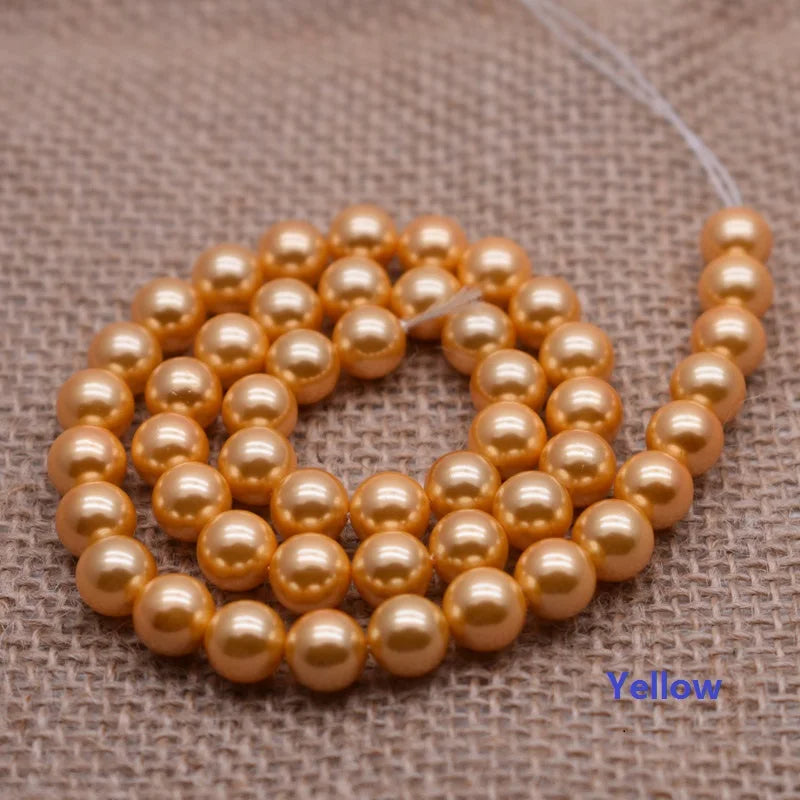 Natural Shell Painted Colors 8mm 50pcs/lot White Round Loose Beads For Jewelry Findings Bracelet Necklace Craft DIY Shell pearl