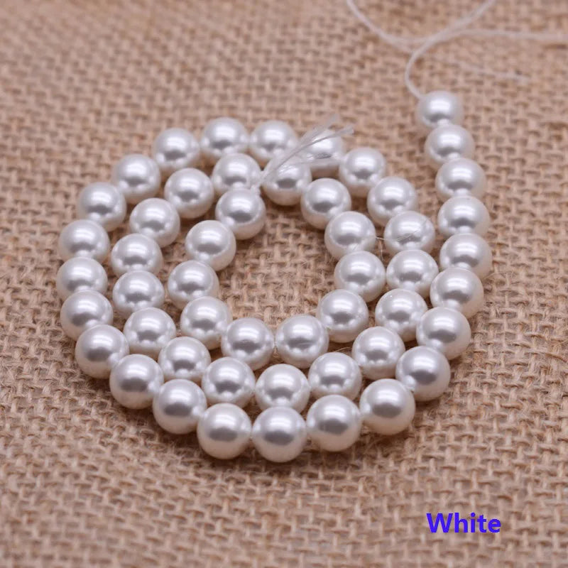 Natural Shell Painted Colors 8mm 50pcs/lot White Round Loose Beads For Jewelry Findings Bracelet Necklace Craft DIY Shell pearl