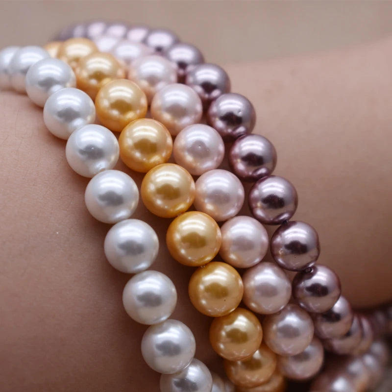 Natural Shell Painted Colors 8mm 50pcs/lot White Round Loose Beads For Jewelry Findings Bracelet Necklace Craft DIY Shell pearl