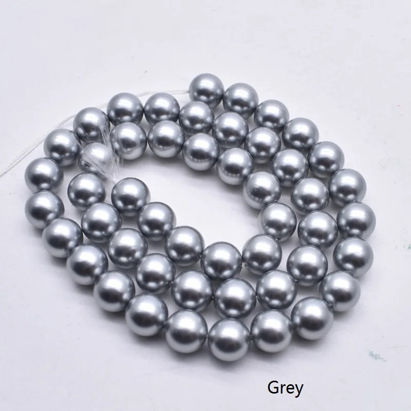 Natural Shell Painted Colors 8mm 50pcs/lot White Round Loose Beads For Jewelry Findings Bracelet Necklace Craft DIY Shell pearl