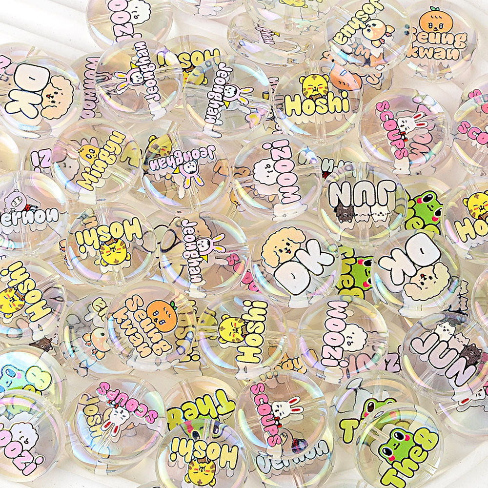 100Pcs UV plated color Korean boy group SEVENTEEN cake beaded DIY beaded pen mobile phone chain keychain jewelry accessories