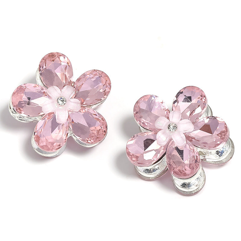10pcs diy alloy accessories rhinestone Mickey head five petal flower through hole beads can be strung pen mobile phone chain beading accessories
