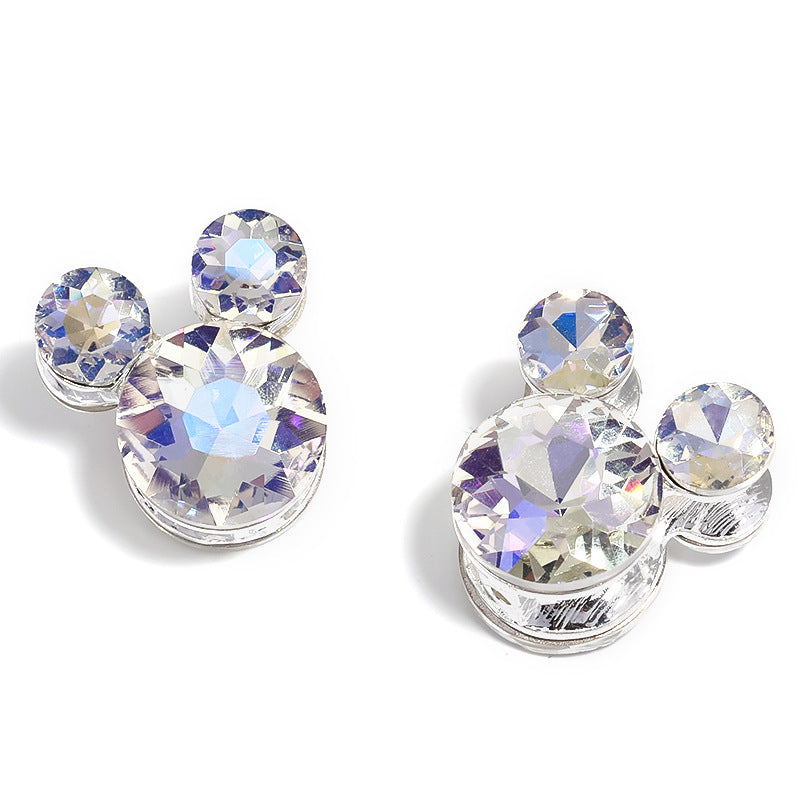 10pcs diy alloy accessories rhinestone Mickey head five petal flower through hole beads can be strung pen mobile phone chain beading accessories