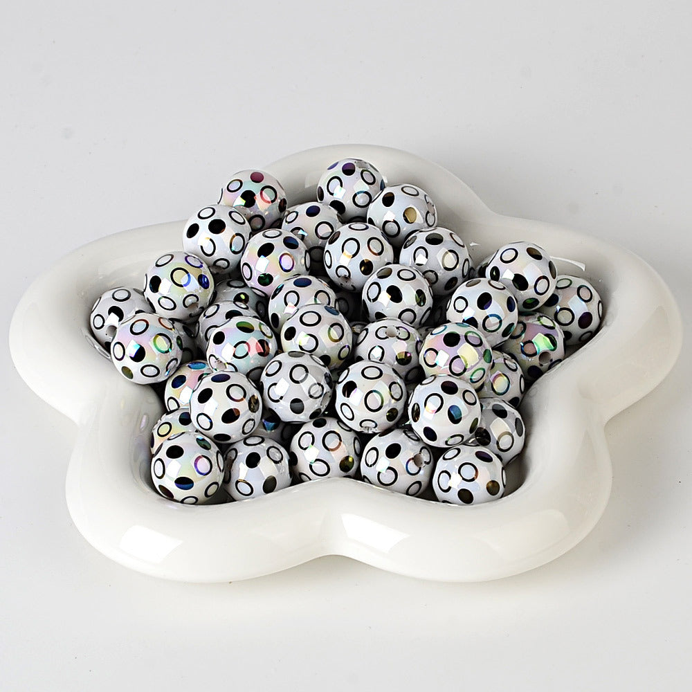 100Pcs 16mm color-plated bubble dot circle printing beaded DIY bead pen mobile phone chain keychain car hanging and other accessories