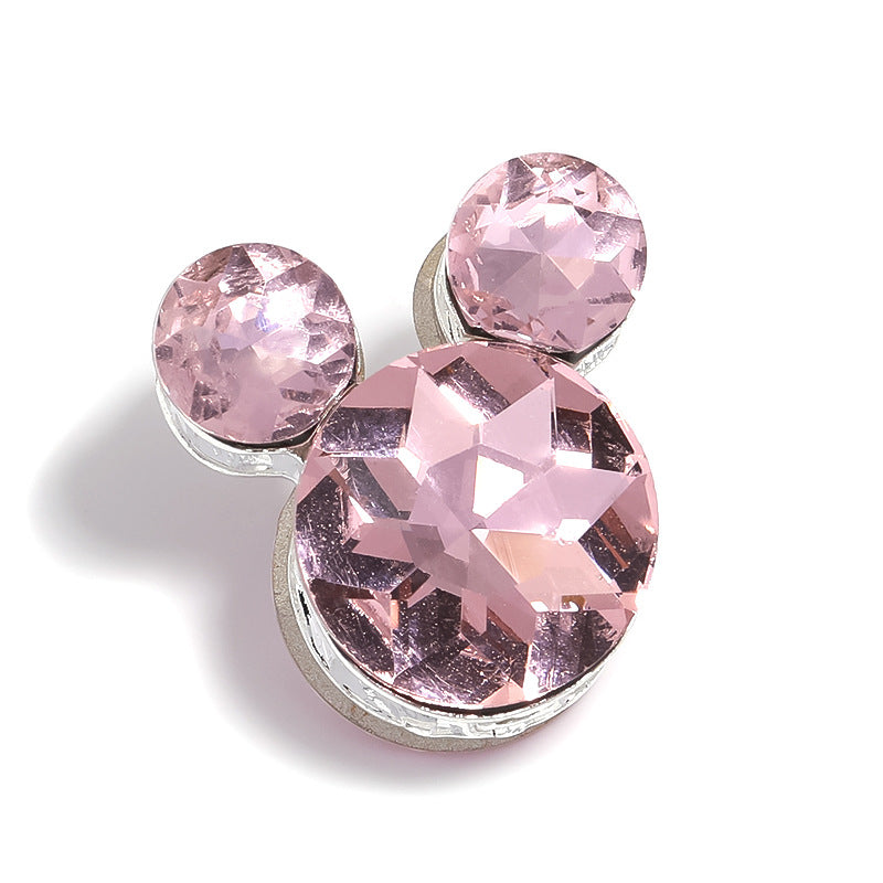 10pcs diy alloy accessories rhinestone Mickey head five petal flower through hole beads can be strung pen mobile phone chain beading accessories