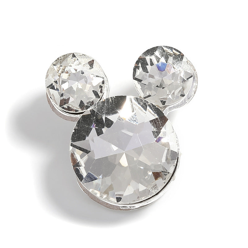 10pcs diy alloy accessories rhinestone Mickey head five petal flower through hole beads can be strung pen mobile phone chain beading accessories