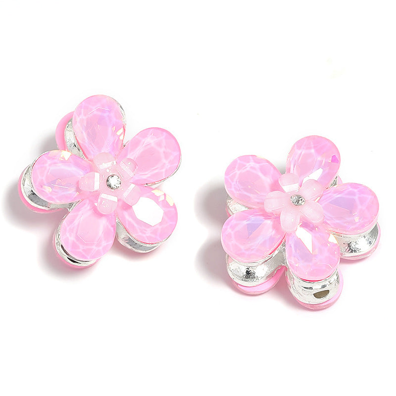10pcs diy alloy accessories rhinestone Mickey head five petal flower through hole beads can be strung pen mobile phone chain beading accessories