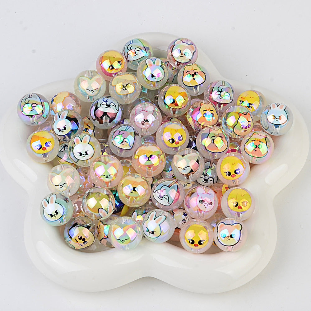 100Pcs Plated Color Printing SKZOO Korean Men's Group Combination Beaded DIY Pen Mobile Phone Chain Keychain Accessories