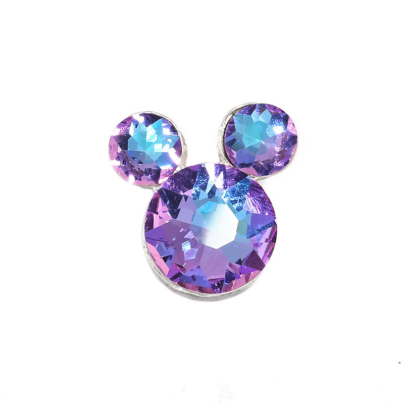 10pcs diy alloy accessories rhinestone Mickey head five petal flower through hole beads can be strung pen mobile phone chain beading accessories
