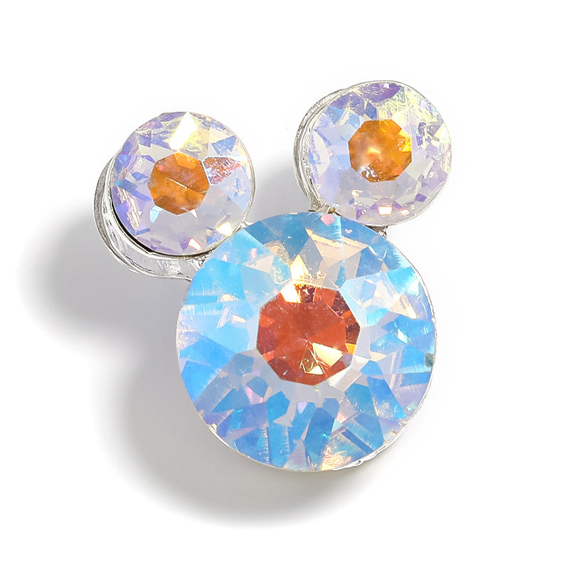 10pcs diy alloy accessories rhinestone Mickey head five petal flower through hole beads can be strung pen mobile phone chain beading accessories