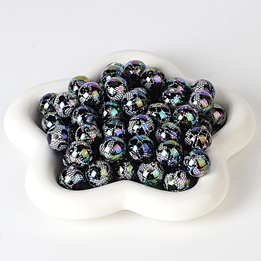 100Pcs UV plated color printing lace beaded DIY jewelry beaded pen mobile phone chain keychain car hanging and other accessories