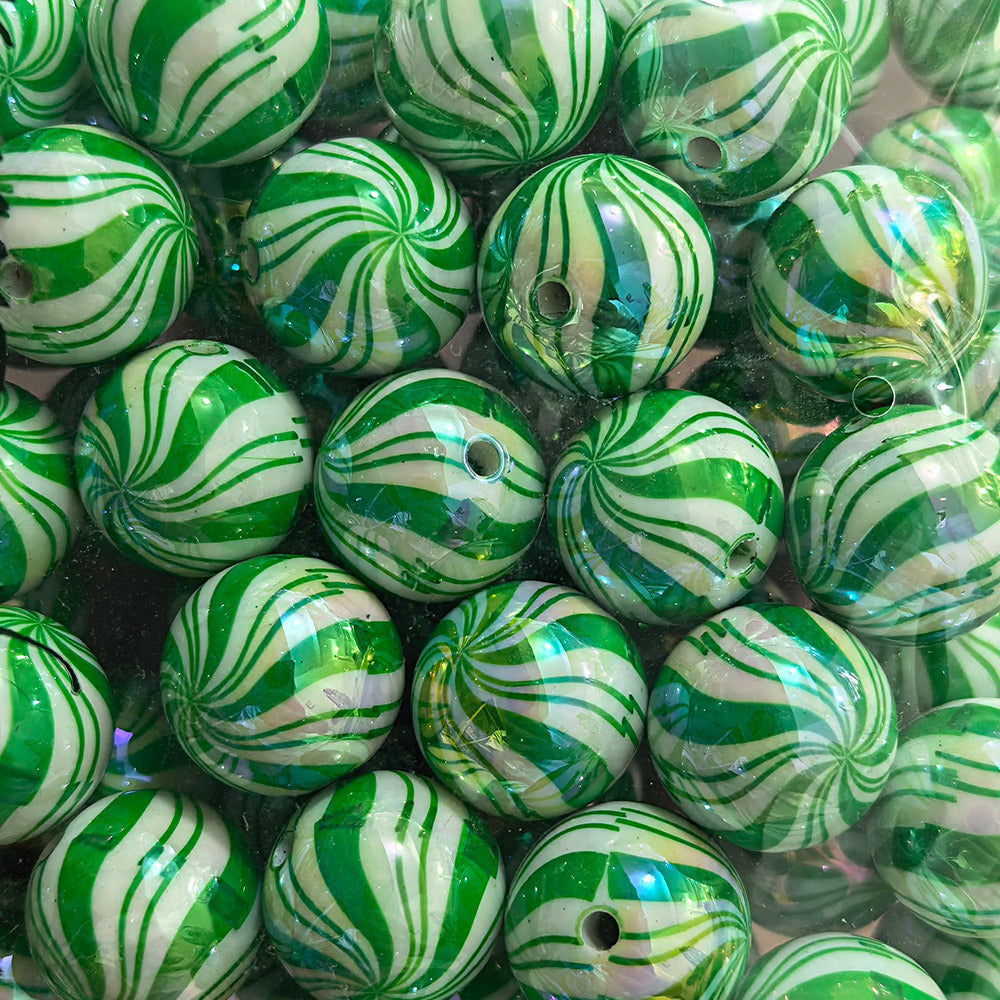 100Pcs 20mm acrylic checkerboard beads christmas striped beads DIY handmade beaded jewelry accessories loose bead material