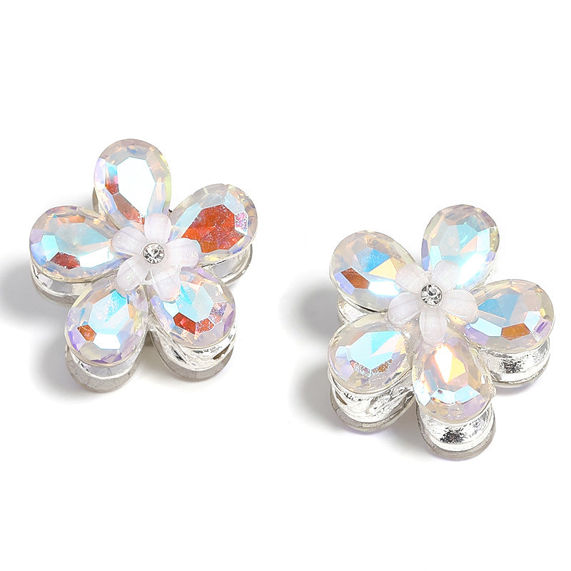 10pcs diy alloy accessories rhinestone Mickey head five petal flower through hole beads can be strung pen mobile phone chain beading accessories