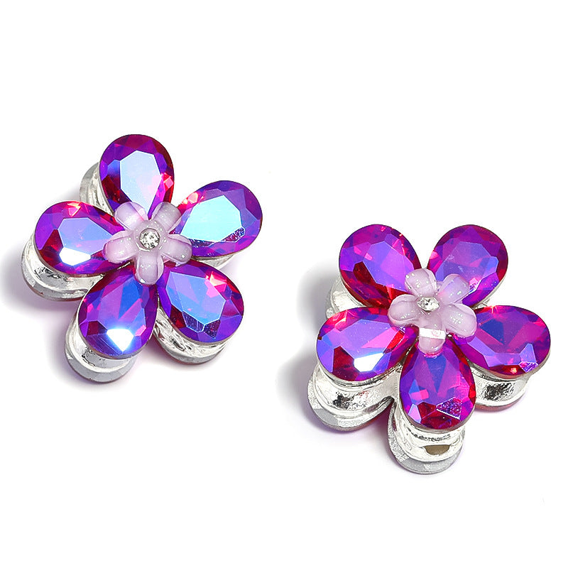 10pcs diy alloy accessories rhinestone Mickey head five petal flower through hole beads can be strung pen mobile phone chain beading accessories