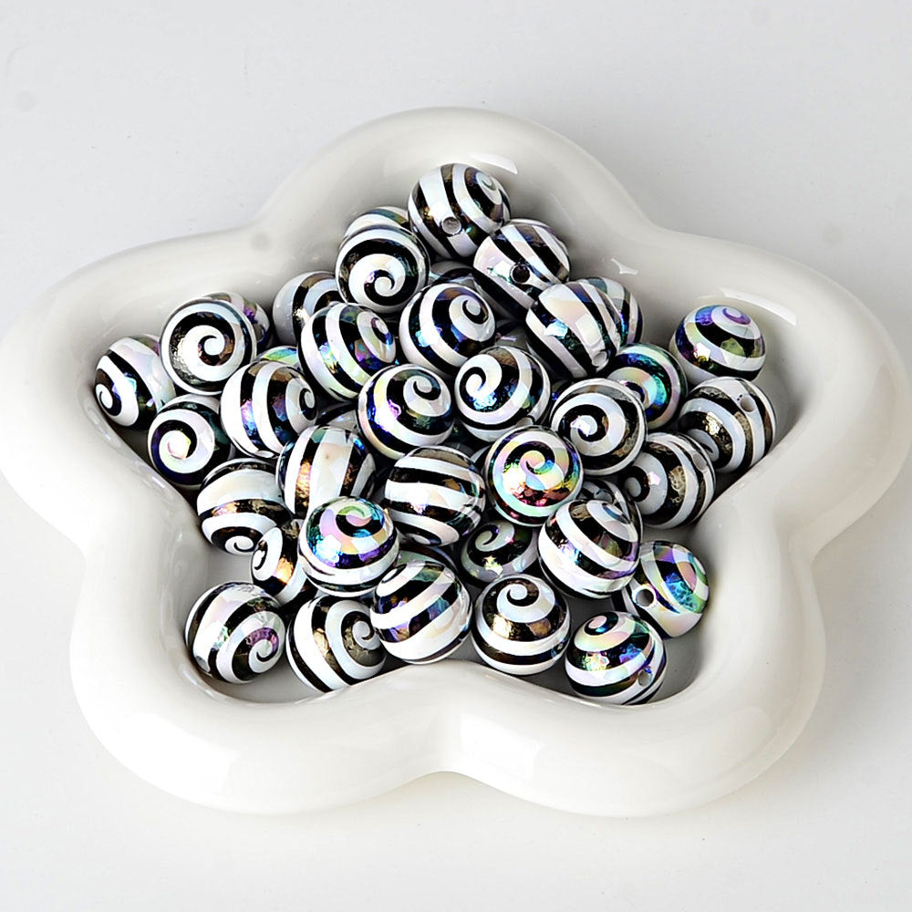 100Pcs 16mm straight hole lollipop beaded colored spiral loose beads DIY mobile phone chain beaded pen material accessories wholesale