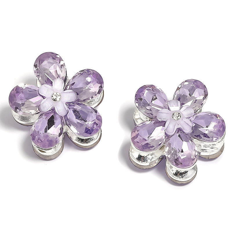 10pcs diy alloy accessories rhinestone Mickey head five petal flower through hole beads can be strung pen mobile phone chain beading accessories