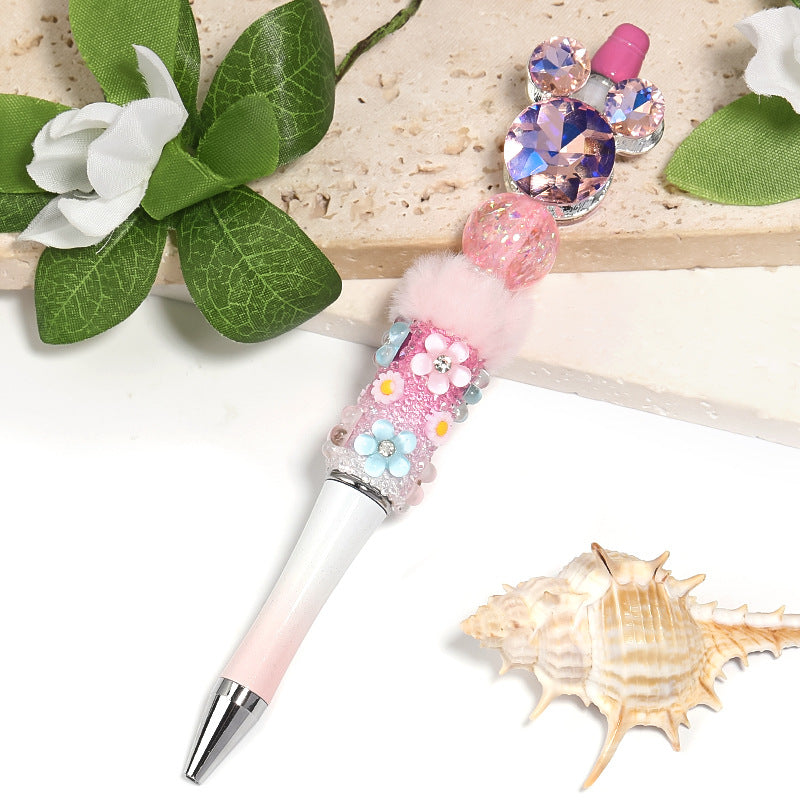 10pcs diy alloy accessories rhinestone Mickey head five petal flower through hole beads can be strung pen mobile phone chain beading accessories