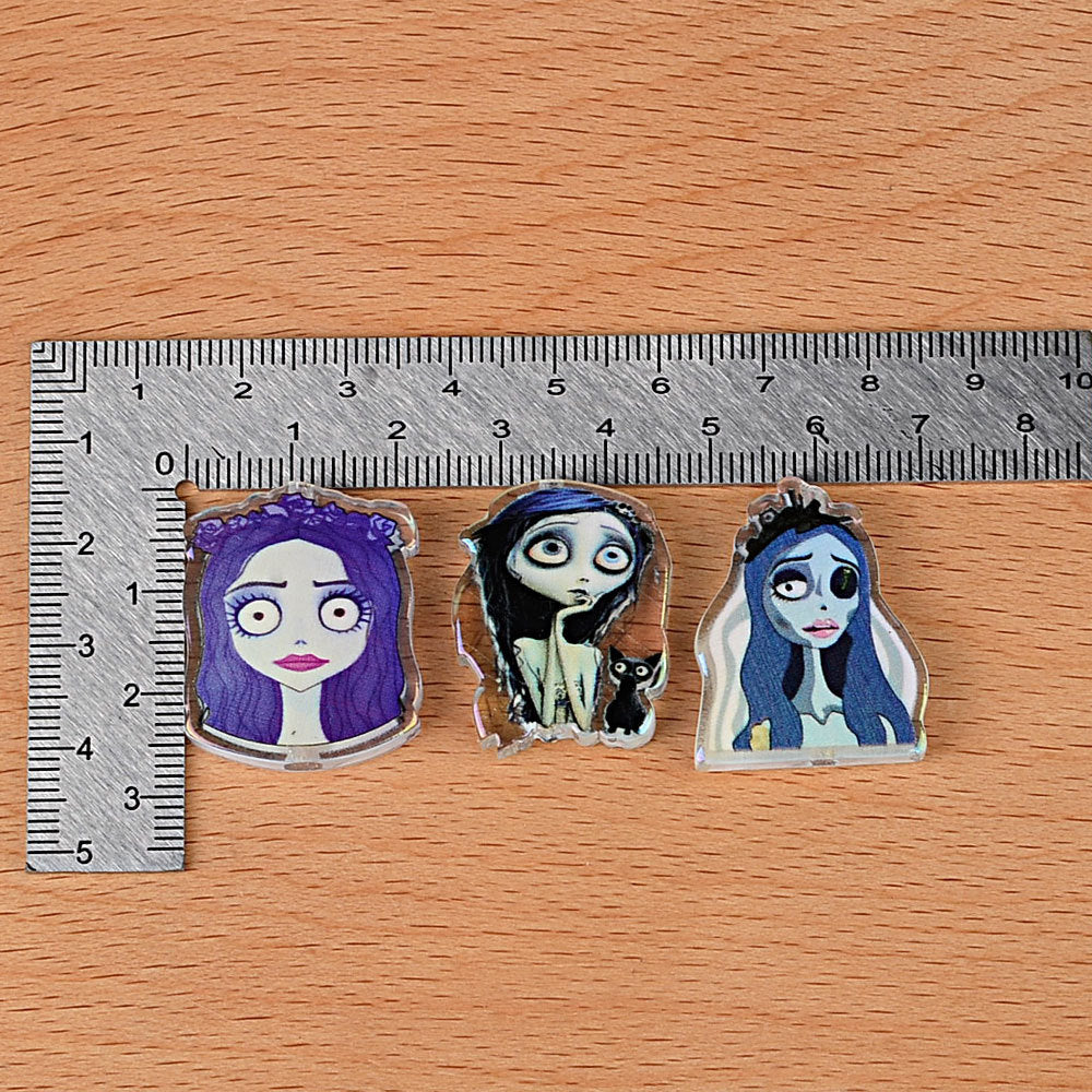 100Pcs Halloween Elements Zombie Bride Through Hole Acrylic Sheet Bead DIY Keychain Pendant Accessories Wholesale