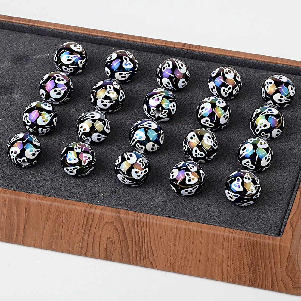 100Pcs Skull Halloween Elements Loose Beads DIY Ornaments Mobile Phone Chains Bead Pens Handmade Accessories
