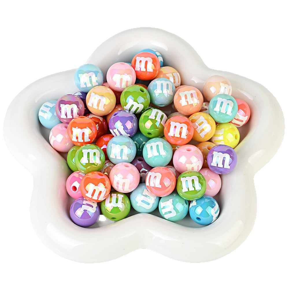 100Pcs simulation color m bean beaded acrylic plated beads DIY bracelet necklace bag chain key chain beaded accessories