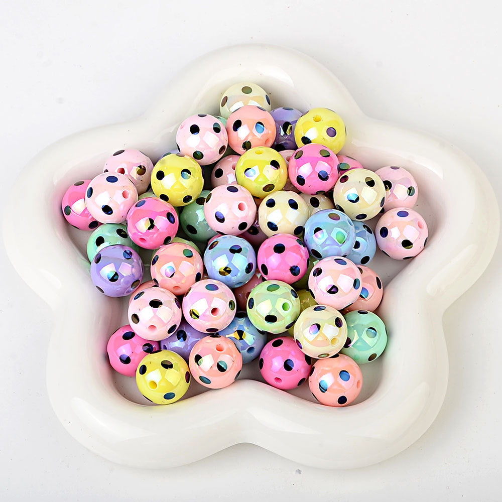 100Pcs hot-selling printing color dot through-hole beads DIY handmade bead pen mobile phone chain car pendant accessories wholesale