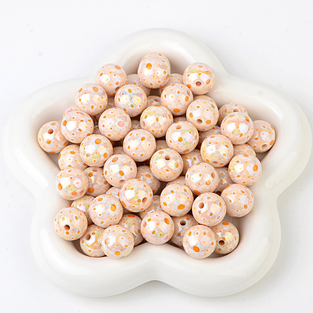 100Pcs acrylic solid color plating color printing sun flower DIY live broadcast mobile phone rope keychain pen accessories beads