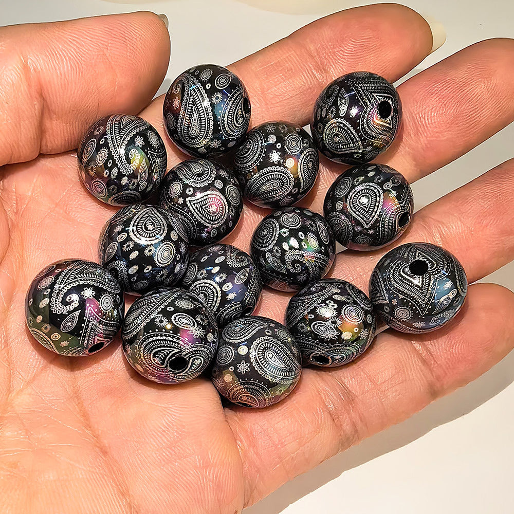 100Pcs Symphony Laser Cashew Flower Acrylic Beads, Retro Paisley Loose Beads DIY Bracelet Beaded Jewelry Accessories