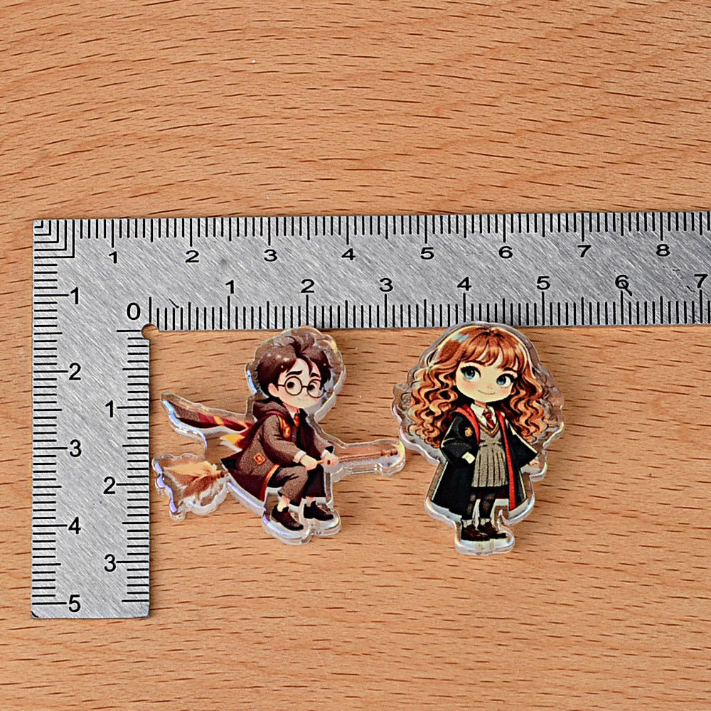 100Pcs Academy of Wizardry Harry Potter Cartoon Character Acrylic Sheet Beads DIY Handmade Bead Pen Accessories