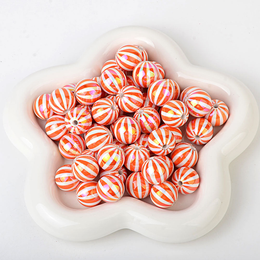 100Pcs Children's Fun Macaron Contrasting Watermelon Beads Striped Round Beads DIY Handmade Jewelry Accessories Bracelet Necklace Material Wholesale