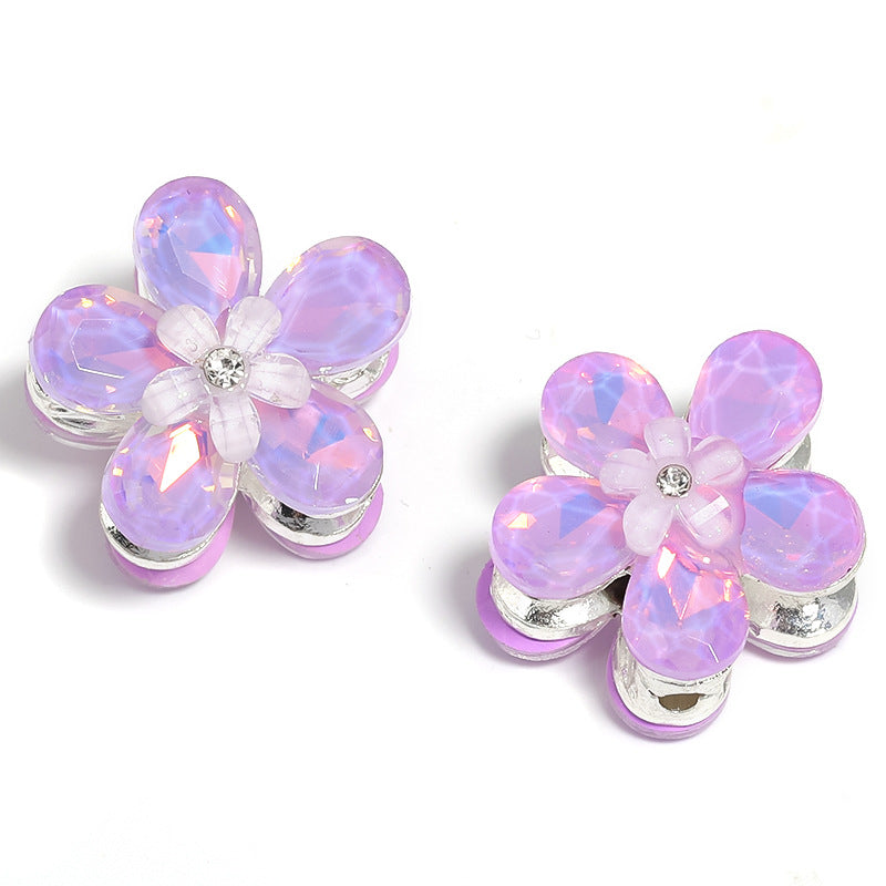 10pcs diy alloy accessories rhinestone Mickey head five petal flower through hole beads can be strung pen mobile phone chain beading accessories