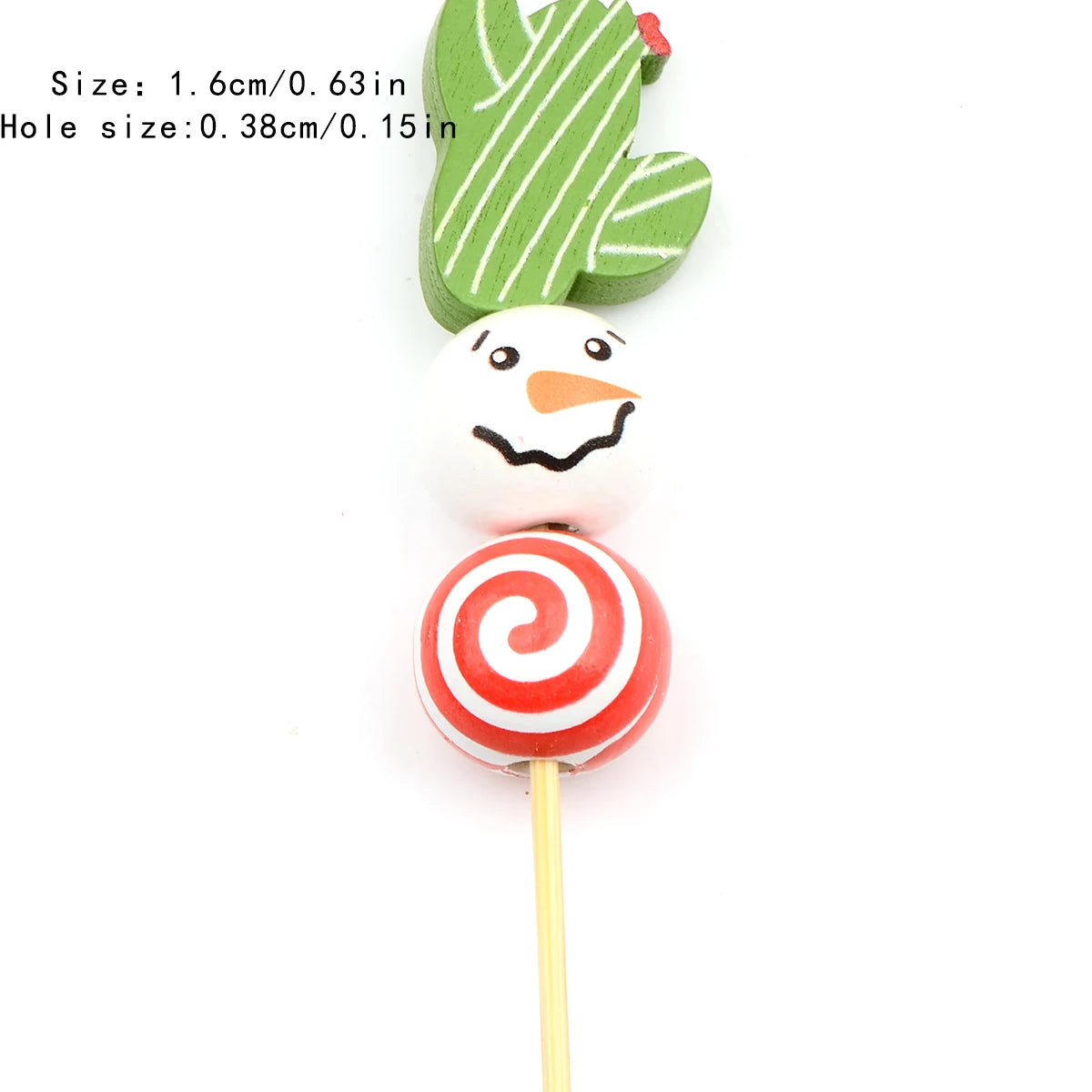 15pcs Beautiful Colorful Christmas snowman wooden bead, Fashion Large Hole Bead, for Gift Make DIY Necklace Bracelet Accessories